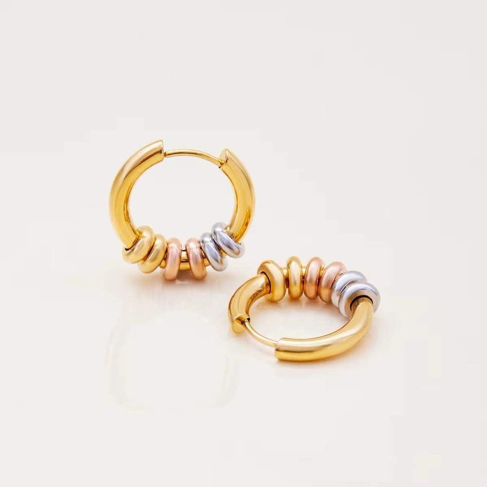 18k Gold and Silver Tone Hoop Earrings